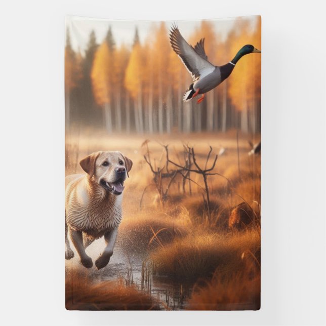 Labrador/Hund im Herbst Entenjagd Banner (Vertikal)