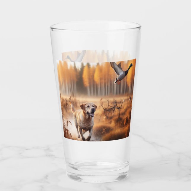 Labrador/Hund im Herbst Entenjagd Glas (Vorderseite)