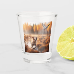 Labrador/Hund im Herbst Entenjagd Schnapsglas