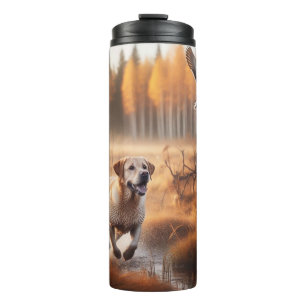 Labrador/Hund im Herbst Entenjagd Thermosbecher