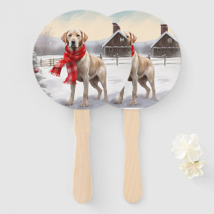 Labrador-Hund im Schnee Weihnachten Fächer