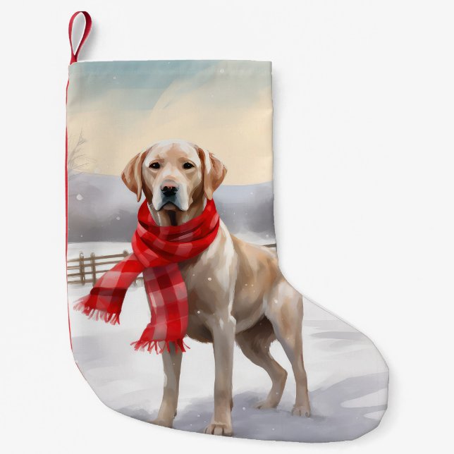 Labrador Hund im Schnee Weihnachten Kleiner Weihnachtsstrumpf (Vorderseite)
