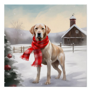 Labrador Hund im Schnee Weihnachten Poster
