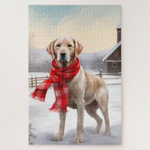 Labrador Hund im Schnee Weihnachten Puzzle