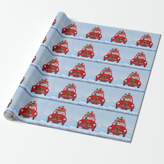 Labrador Hund in Auto mit dem Weihnachtsmann Geschenkpapier (Ungerollt)