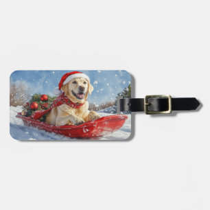 Labrador Hund in Sledge Let it Snow Christmas Gepäckanhänger