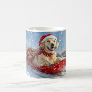 Labrador Hund in Sledge Let it Snow Christmas Kaffeetasse