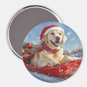 Labrador Hund in Sledge Let it Snow Christmas Magnet