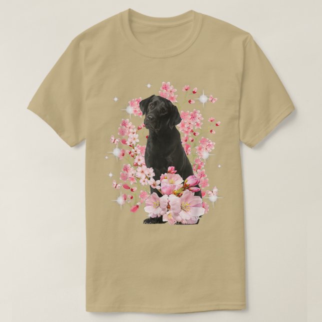 Labrador Hund Japanischer Cherry Blossom Sakura Bl T-Shirt (Design vorne)