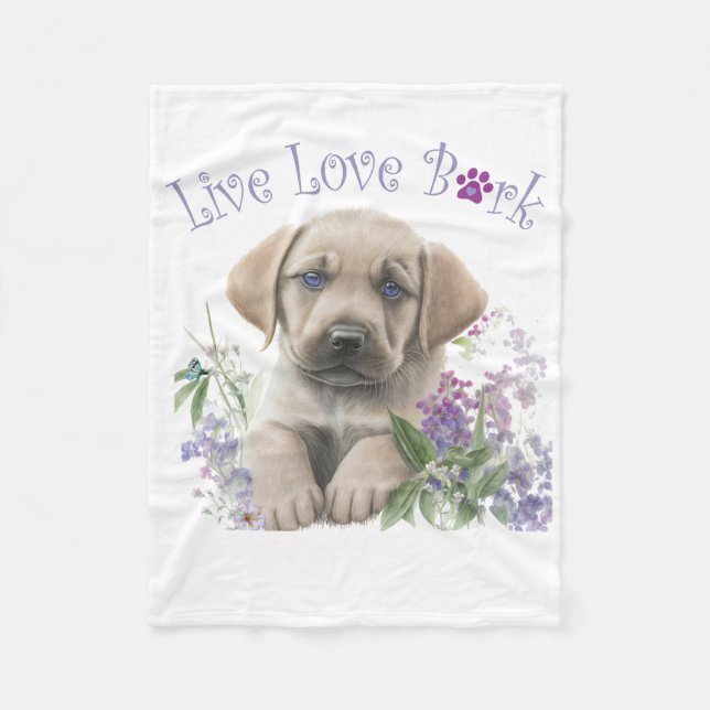 Labrador Hund Mama Floral Fleecedecke (Vorderseite)