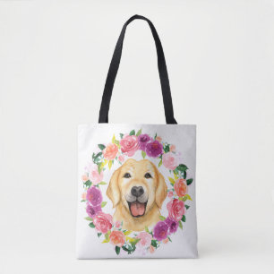 Labrador-Hund mit Blumenwreath-Taschen-Tasche