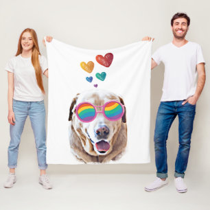Labrador Hund mit HerzValentinstag Fleecedecke