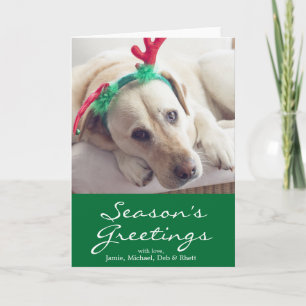 Labrador Hund mit Weihnachtsohren Feiertagskarte
