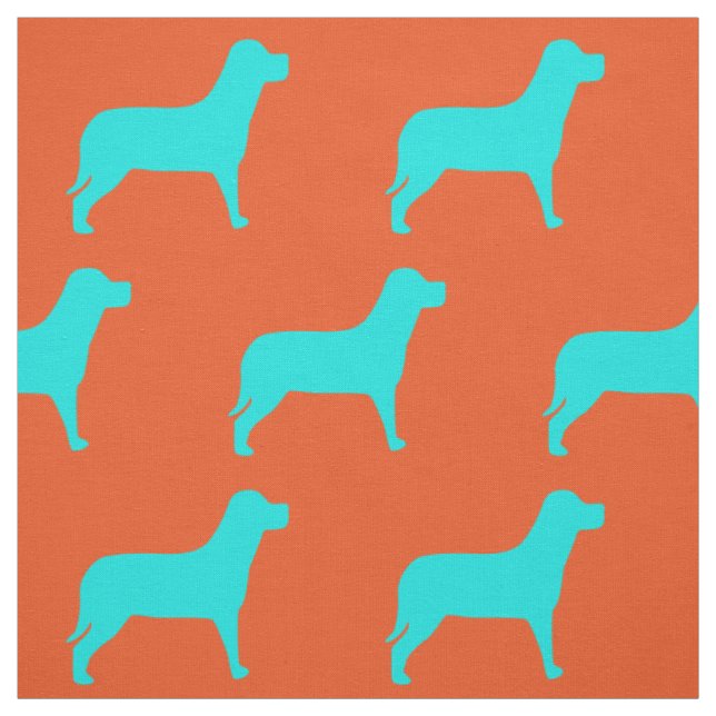 Labrador Hund Orange und Aquamarines Muster Stoff (Muster)