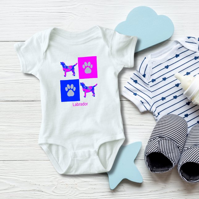 Labrador Hund & Paw Pink und Blue Baby Bodysuit Baby Strampler (Von Creator hochgeladen)