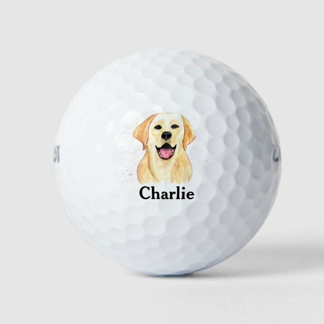 Labrador Hund Retriever Niedliches Puppy Monogramm Golfball (Vorderseite)