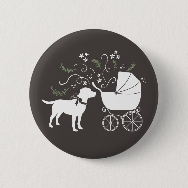 Labrador Hund Thema Babydusche Geschlecht neutral Button (Vorderseite)