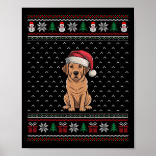 Labrador Hund Tragen Weihnachtsmannmütze Ugly Xmas Poster