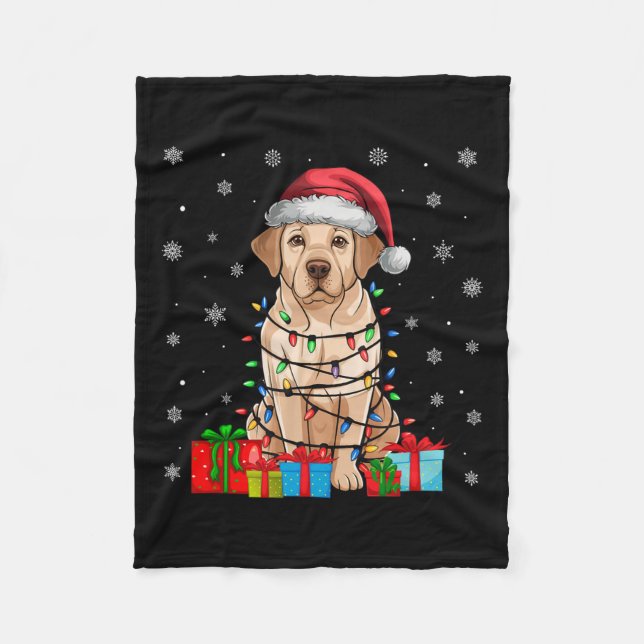 Labrador Hund Ugly Xmas Lights Santa Labrador Hund Fleecedecke (Vorderseite)