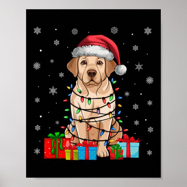 Labrador Hund Ugly Xmas Lights Santa Labrador Hund Poster (Vorne)
