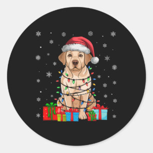 Labrador Hund Ugly Xmas Lights Santa Labrador Hund Runder Aufkleber