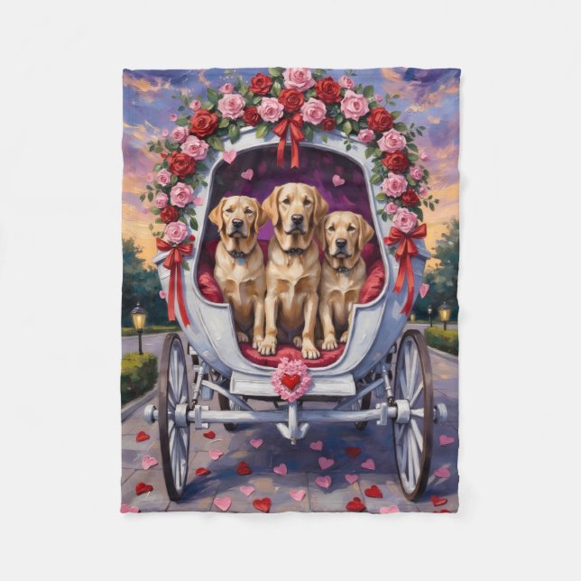 Labrador Hund Valentinstag  Fleecedecke (Vorderseite)