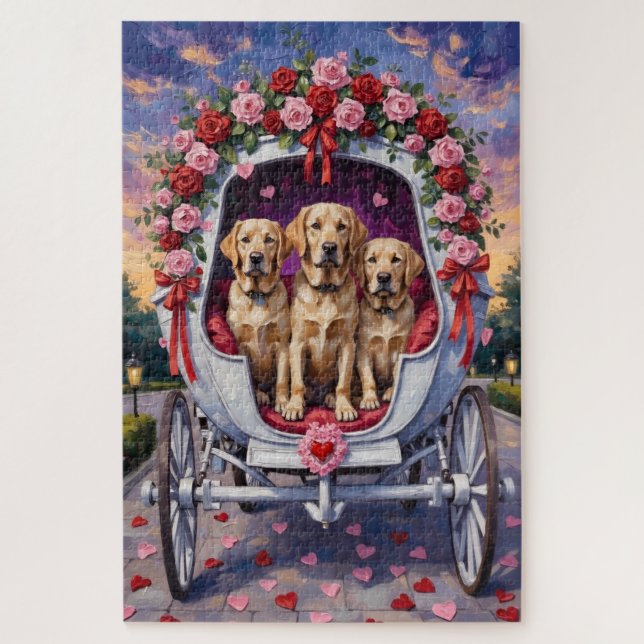 Labrador-Hund Valentinstag  Puzzle (Vertikal)