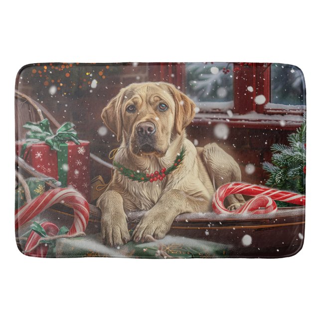 Labrador Hund Weihnachtsfest Badematte (Vorderseite)