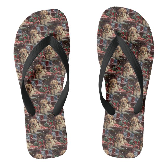 Labrador Hund Weihnachtsfest Flip Flops (Fußbett)