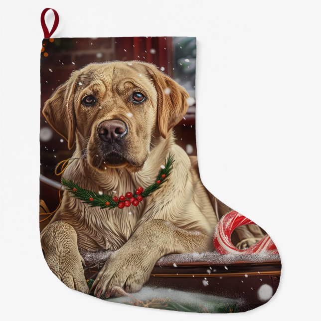 Labrador Hund Weihnachtsfest Großer Weihnachtsstrumpf (Vorderseite)