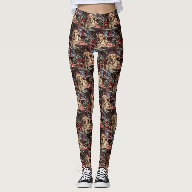 Labrador Hund Weihnachtsfest Leggings (Vorderseite)