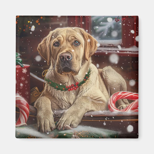 Labrador Hund Weihnachtsfest Magnet (Vorne)