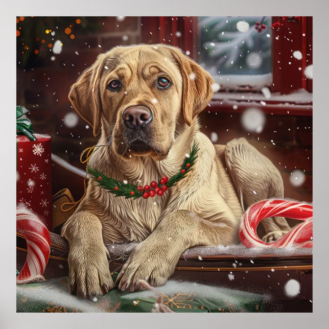 Labrador Hund Weihnachtsfest Poster (Vorne)