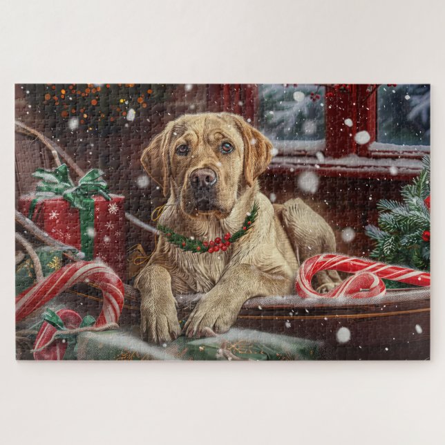 Labrador Hund Weihnachtsfest Puzzle (Horizontal)