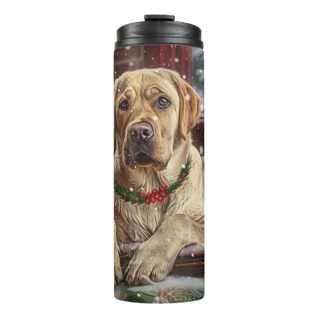 Labrador Hund Weihnachtsfest Thermosbecher (Vorderseite)