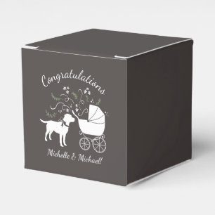 Labrador Hunde Babydusche Labrador Grau Geschlecht Geschenkschachtel