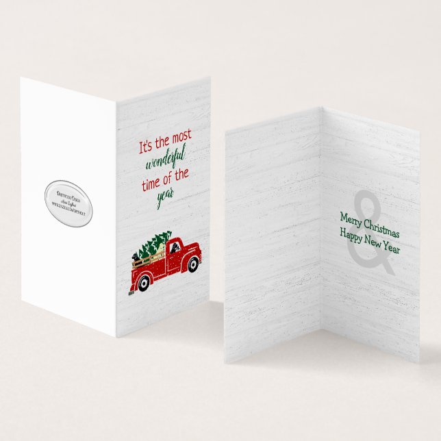 Labrador Hunde in Red Christmas Truck (Innenseite und Außenseite)