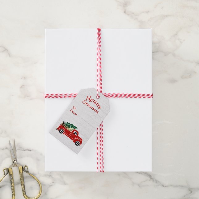 Labrador Hunde in Red Christmas Truck Geschenkanhänger (Mit Garn)