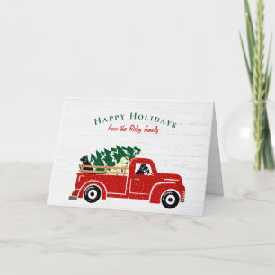 Labrador Hunde in Red Christmas Truck Holiday Card Feiertagskarte
