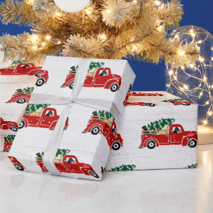 Labrador Hunde in Red Christmas Truck Wrapping Pap Geschenkpapier