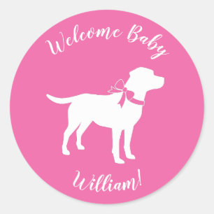 Labrador Hunde Kinderdusche Pink Girl Labrador Runder Aufkleber