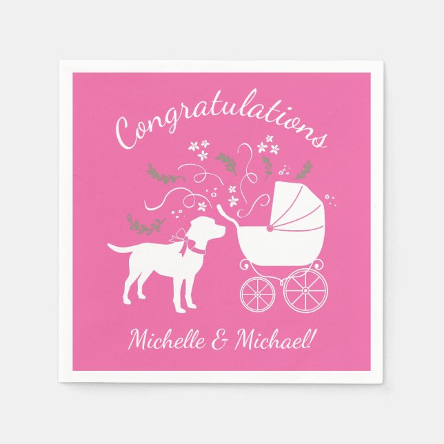 Labrador Hunde Kinderdusche Pink Girl Labrador Serviette (Vorderseite)