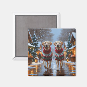 Labrador Hunde Weihnachten Schnee Feiertag Magnet