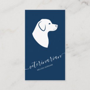 Labrador-Hundekopf Minimalist Tierarzt Blau Visitenkarte