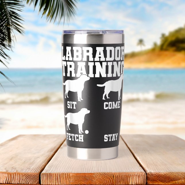 Labrador-Hundetrainer Thermobecher (Strand (gedreht))