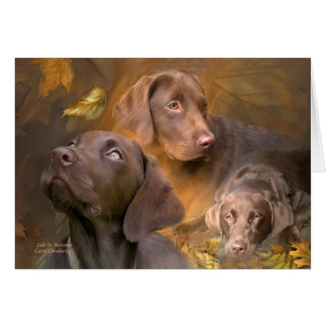Labrador im Herbst sammelbares ArtCard (Vorderseite (Horizontal))