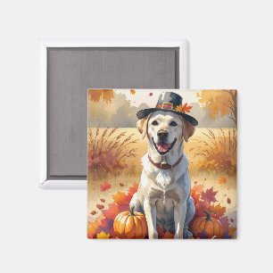 Labrador im Herbstlaub Thanksgiving Kunst Magnet