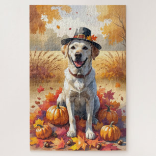 Labrador im Herbstlaub Thanksgiving Kunst Puzzle