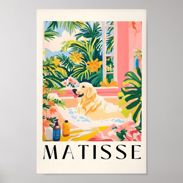 Labrador in der Badewanne, Kunsthandwerkskunst im  Poster (Vorne)