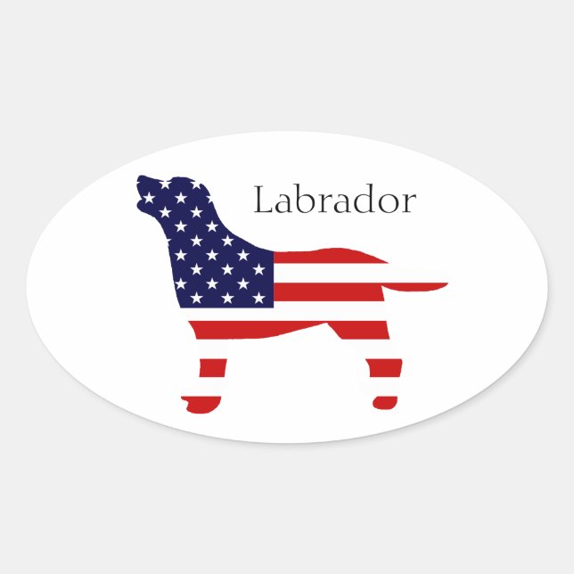 Labrador-Kontur in US Flagge Ovaler Aufkleber (Vorderseite)